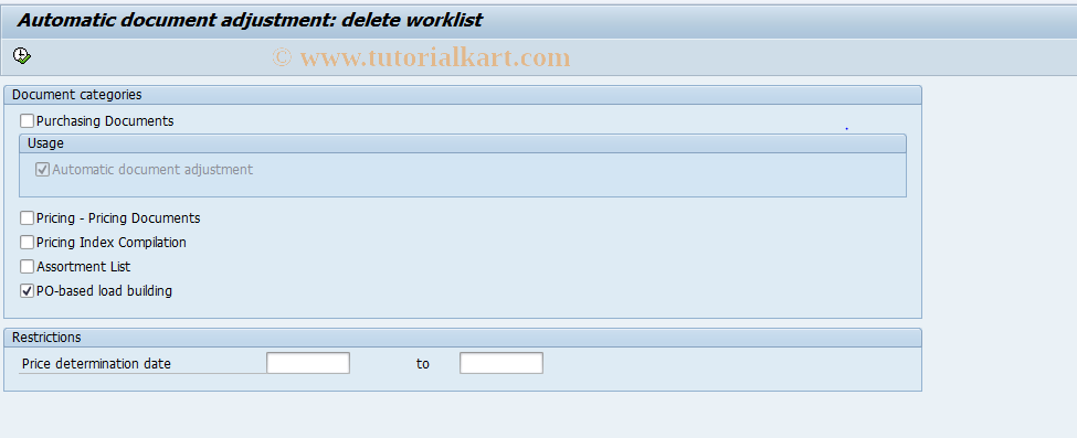 SAP TCode MEI5 - Delete Worklist for Document Index