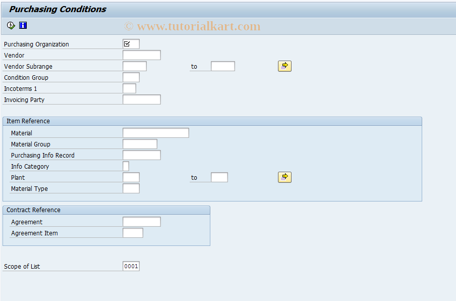 SAP TCode MEKA - Conditions: General Overview