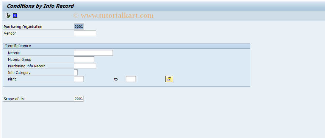 SAP TCode MEKC - Conditions by Info Record