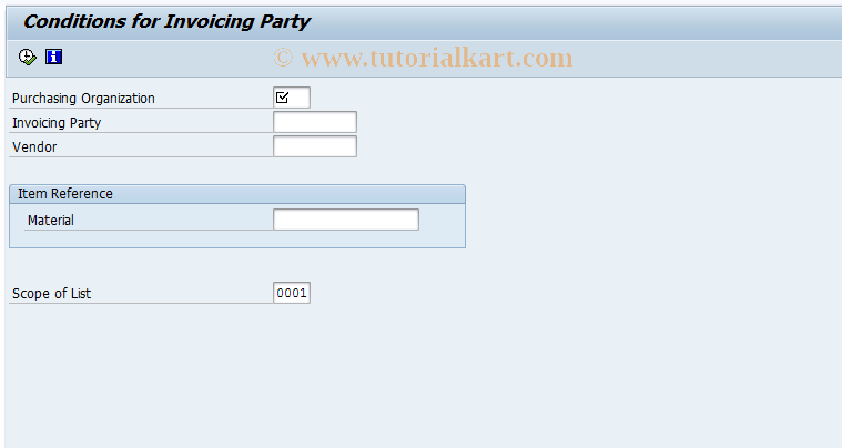 SAP TCode MEKJ - Conditions for Invoicing Party