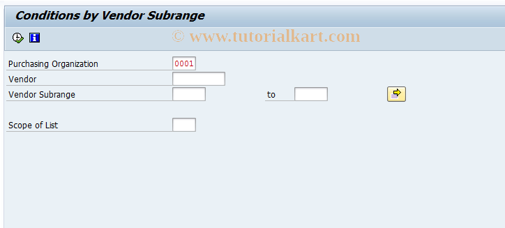 SAP TCode MEKK - Conditions for Vendor Sub-Range