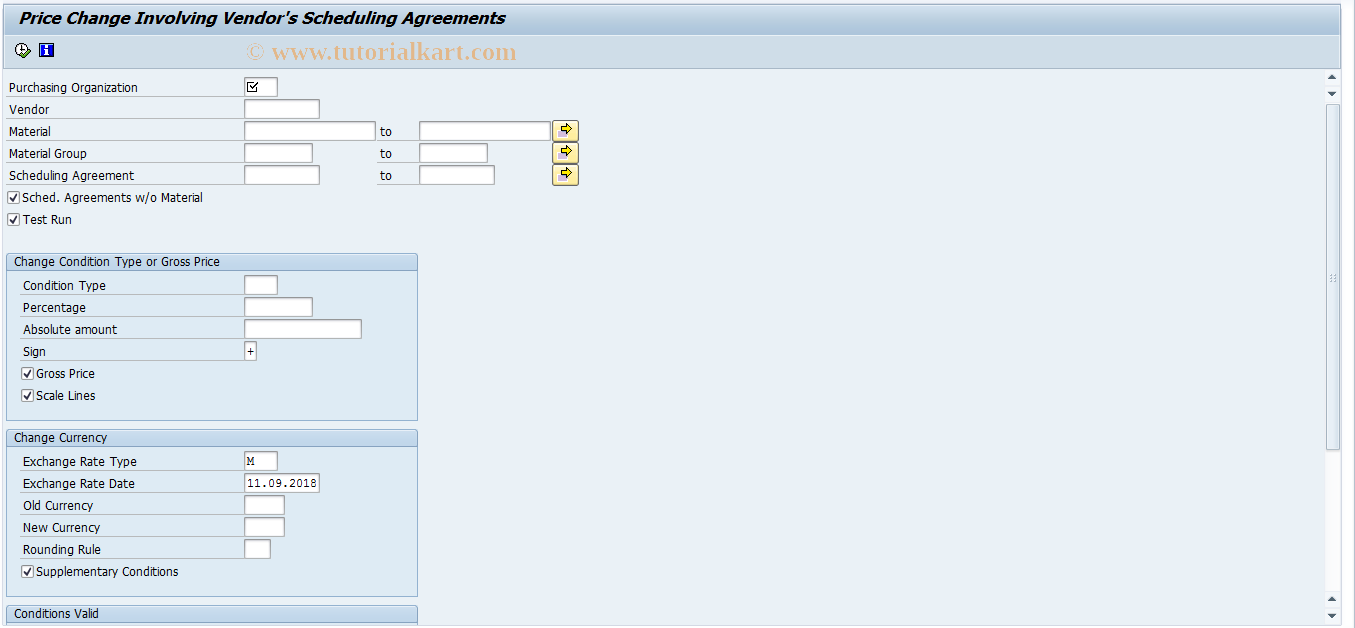 SAP TCode MEKL - Price Change: Scheduling Agreements