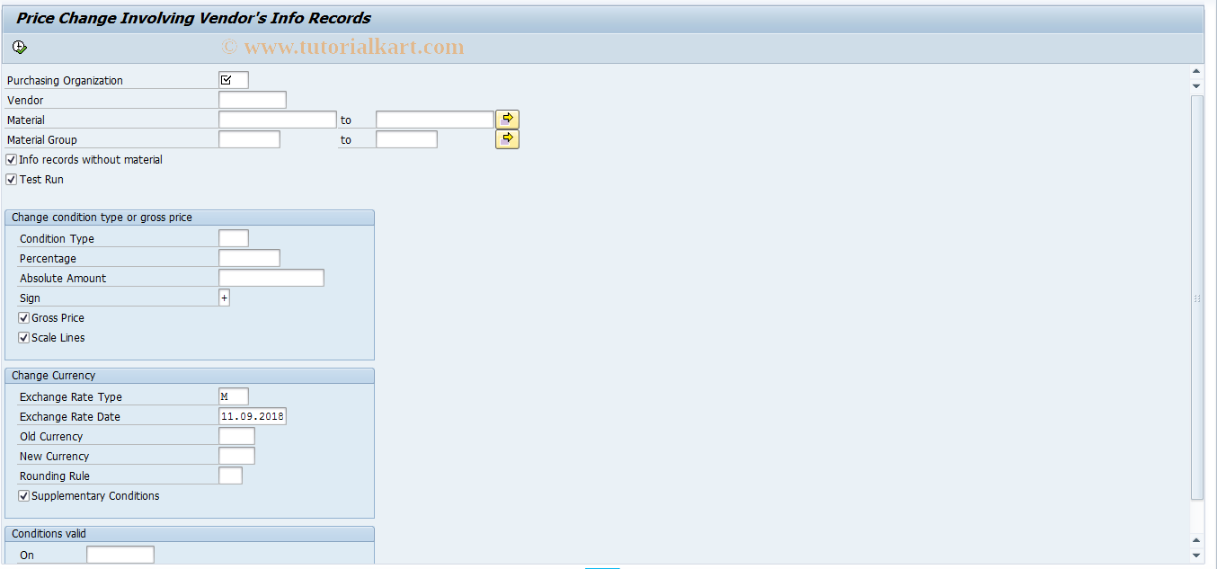 SAP TCode MEKP - Price Change: Info Records