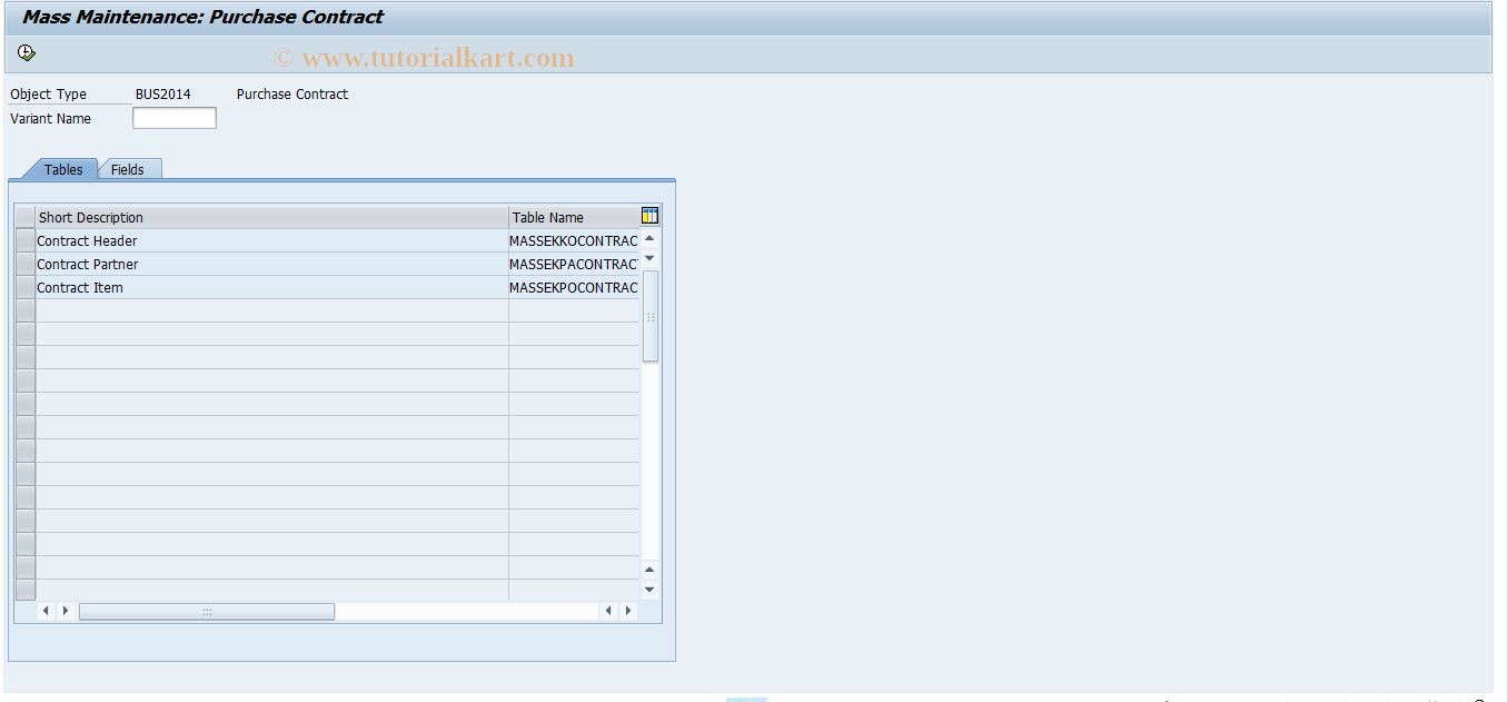 SAP TCode MEMASSCONTRACT - Mass Changing of Contracts