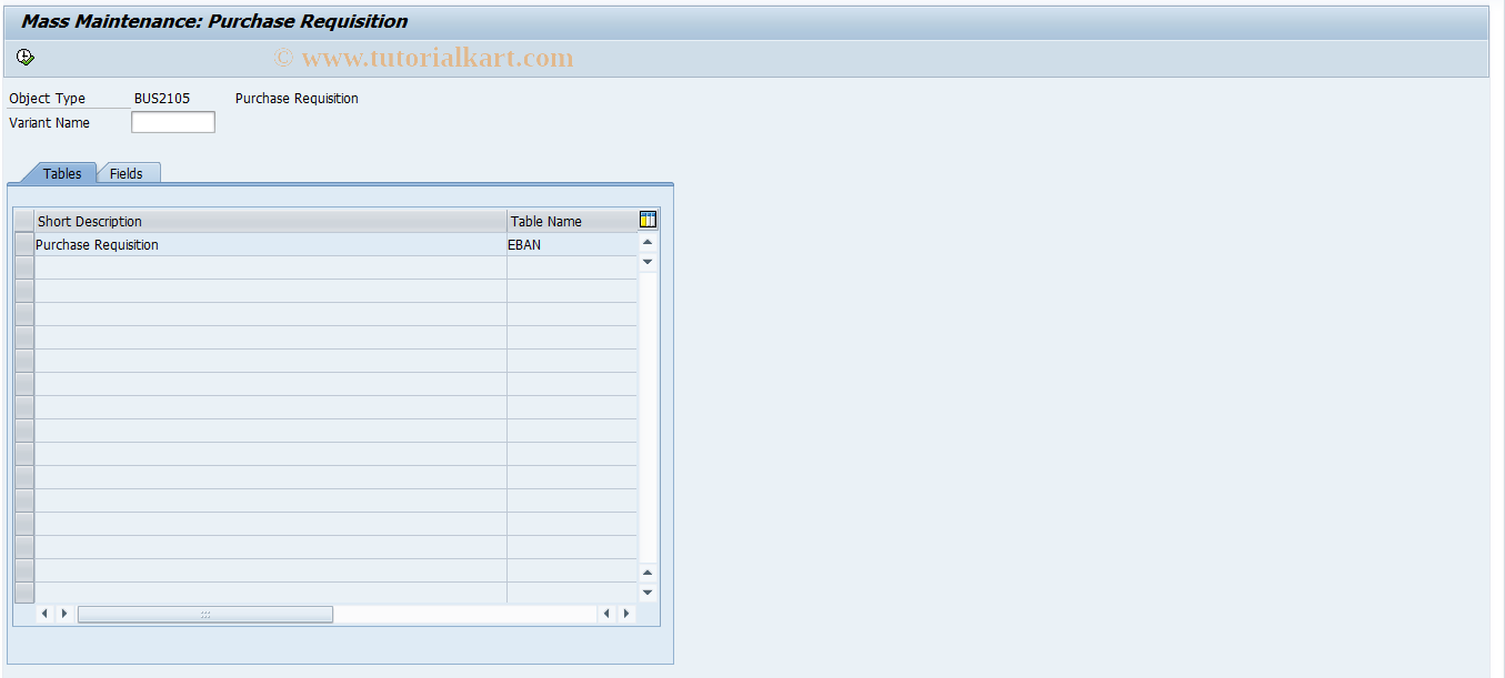 SAP TCode MEMASSRQ - Mass-Changing of  Purchase  Requisitions