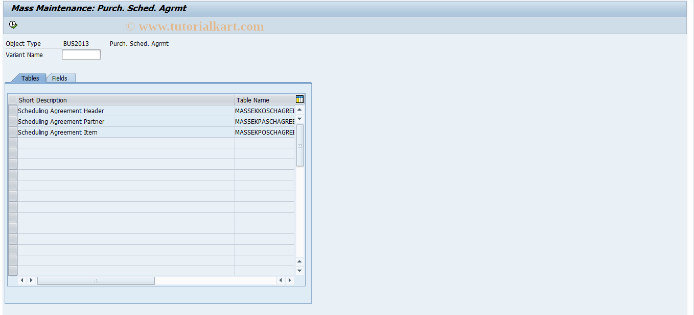 SAP TCode MEMASSSA - Mass Changing of Schedule  Agreements