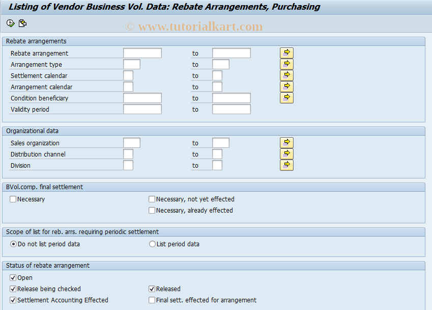 SAP TCode MER6 - Busn. Vols., Customer  Reb. Arrangements
