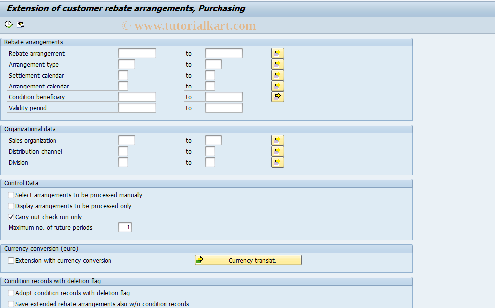 SAP TCode MER7 - Extension of Customer  Reb. Arrangements