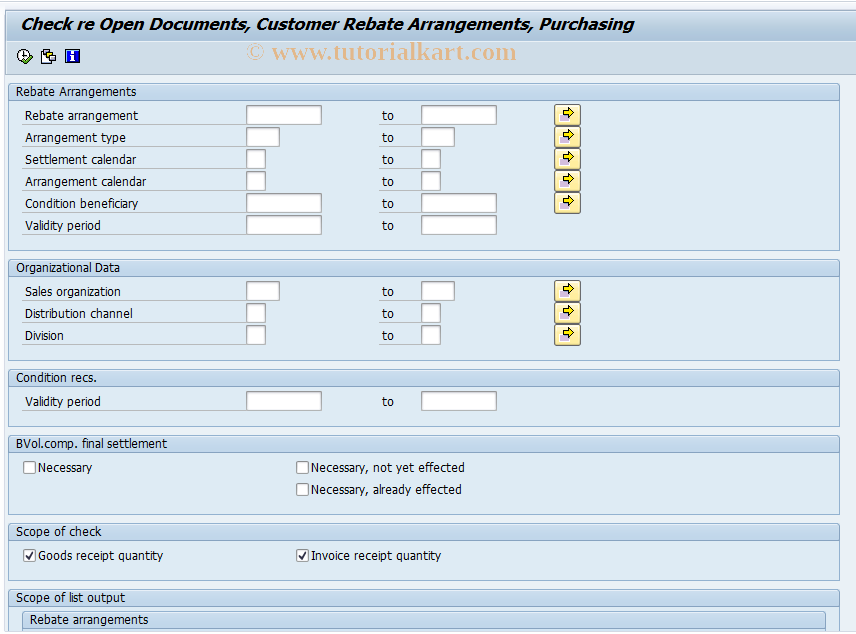 SAP TCode MERB - Check re Open Documents  Customer  Reb. Arr.