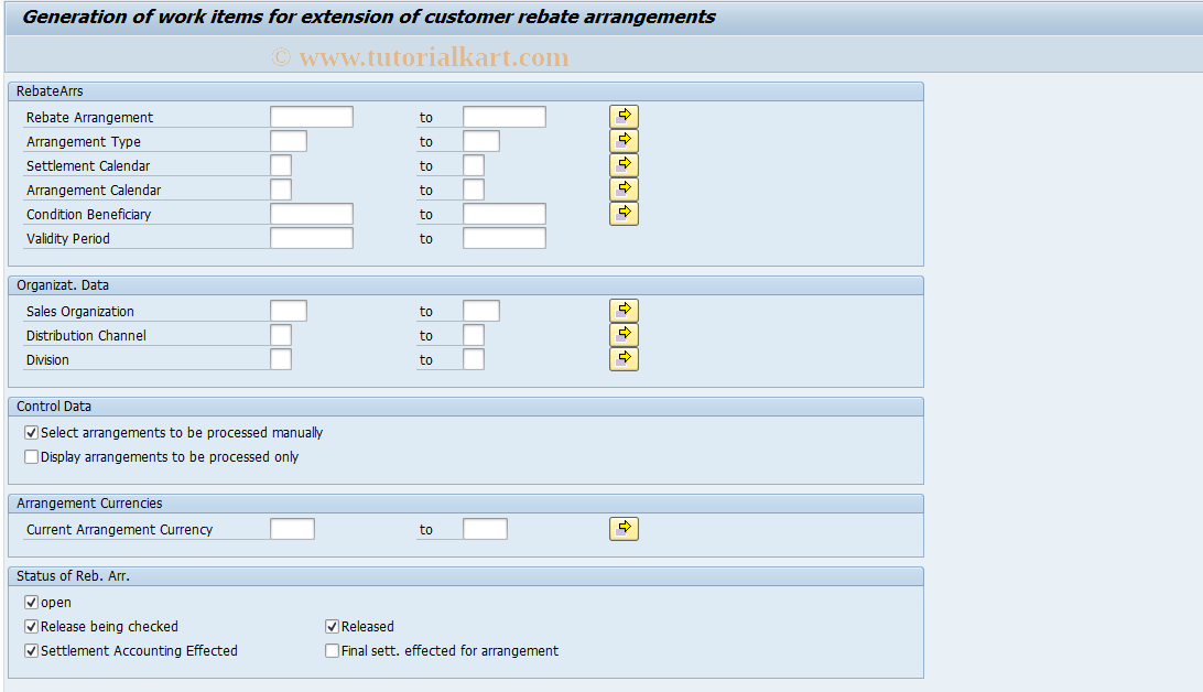 SAP TCode MERH - Generate Work Items (Man. Extension)