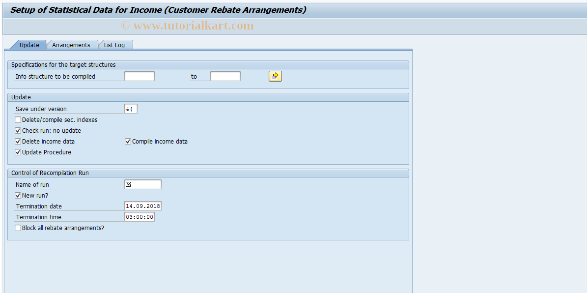 SAP TCode MERJ - Recomp. of Income, Customer  Reb. Arrs.