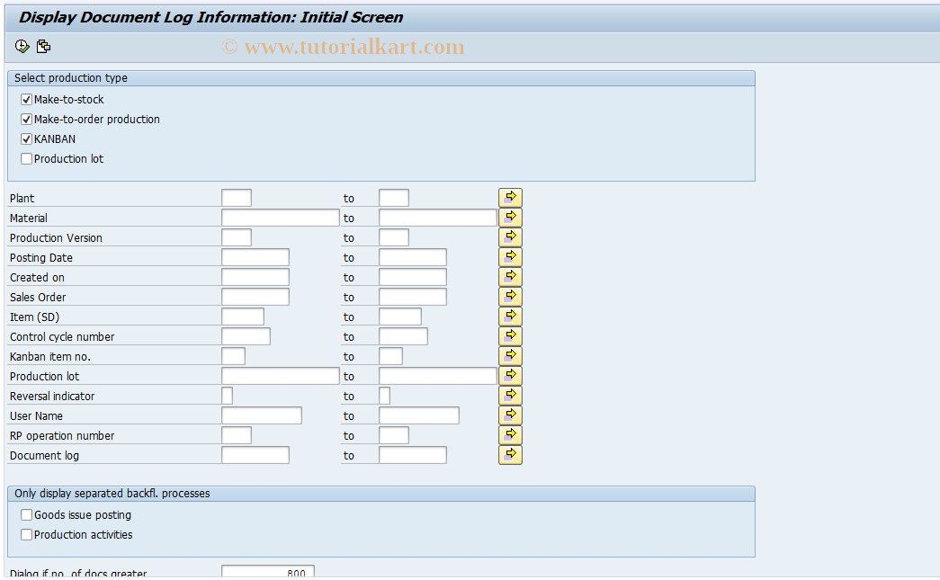 SAP TCode MF12 - Display Document Log (With ALV)