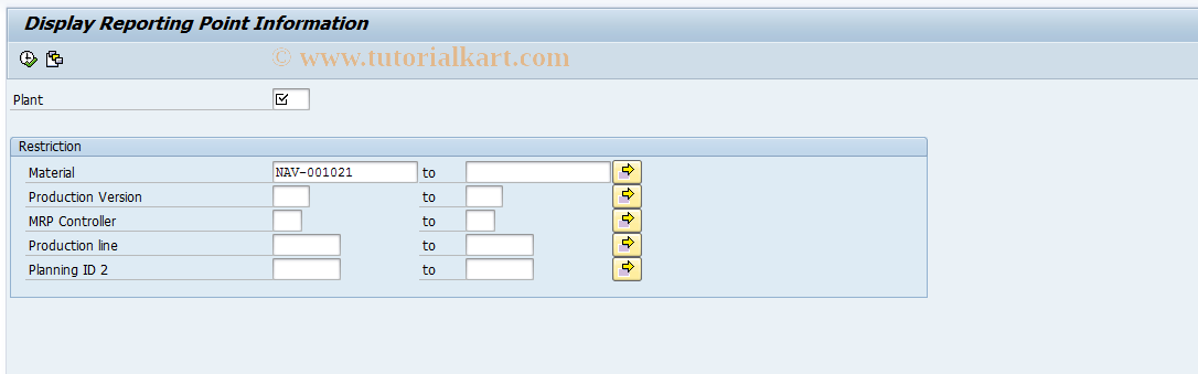 SAP TCode MF26 - Display Reporting Point Quantity