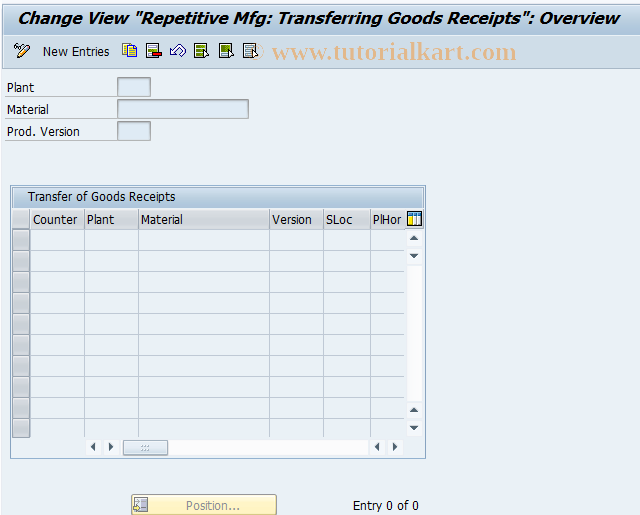 SAP TCode MF37 - C RM-MAT MD Linking Versions