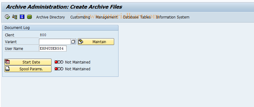 SAP TCode MF3A - Document Archiving