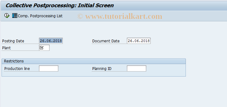 SAP TCode MF46 - Collective Reprocessing, Backflush