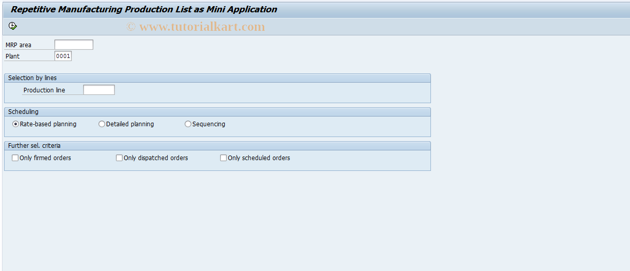 SAP TCode MF53 - Maintaining Variants-Production List