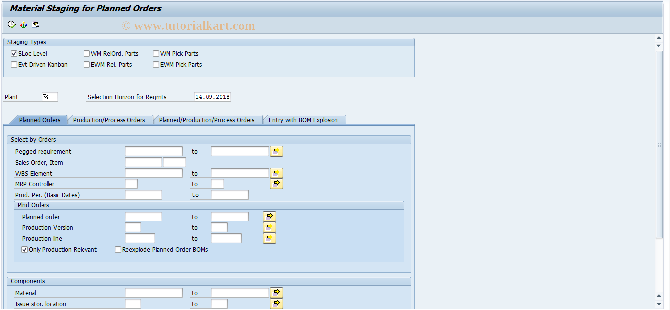 SAP TCode MF60 - Pull List