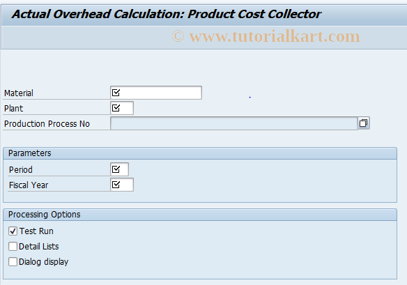 SAP TCode MFI2 - Actual Overhead: Run Schedule Header