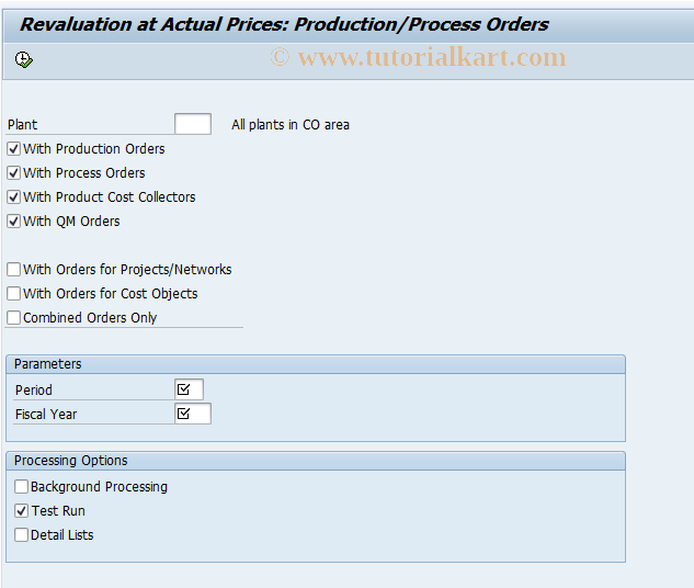 SAP TCode MFN2 - Actual Revaluation: PrCst Collective Collective Processing 