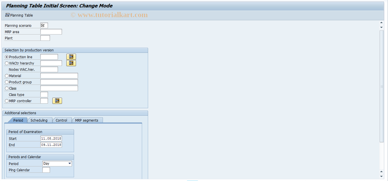 SAP TCode MFS0 - LFP: Change Master Plan