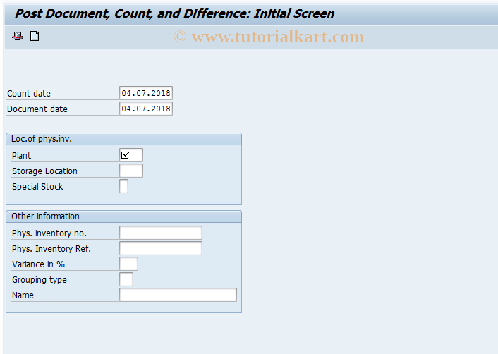 SAP TCode MI10 - Create List of Differences w/o Document 