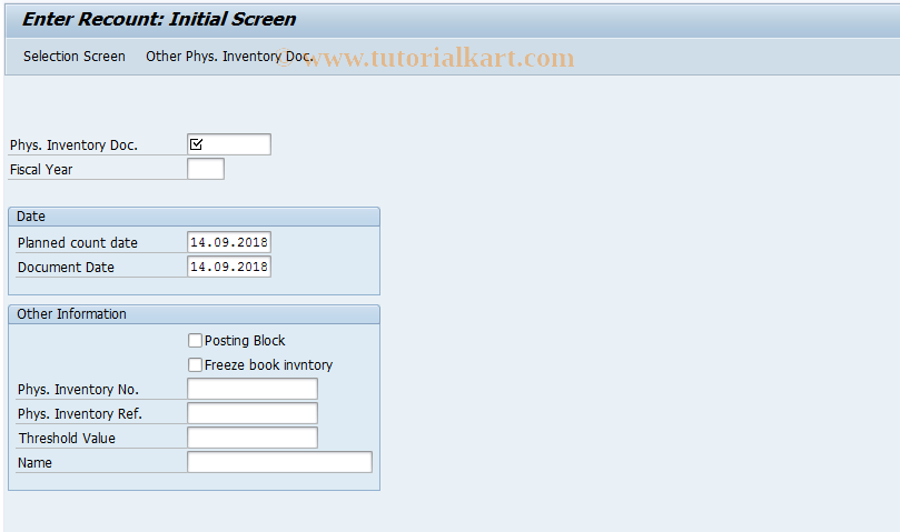 SAP TCode MI11 - Recount Physical Inventory Document