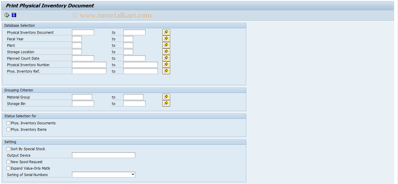 SAP TCode MI21 - Print physical inventory document