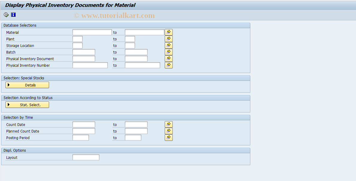 SAP TCode MI22 - Display Phys. Invoice  Documents  f. Material