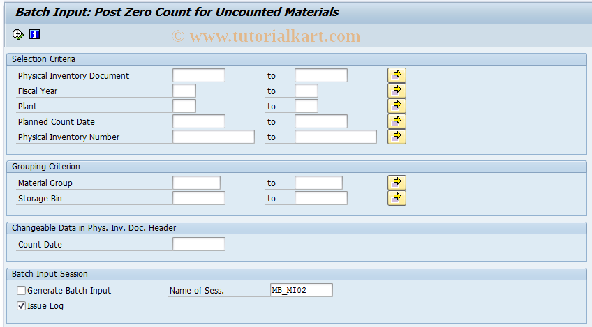 SAP TCode MI35 - Batch Input: Post Zero Stock Balance