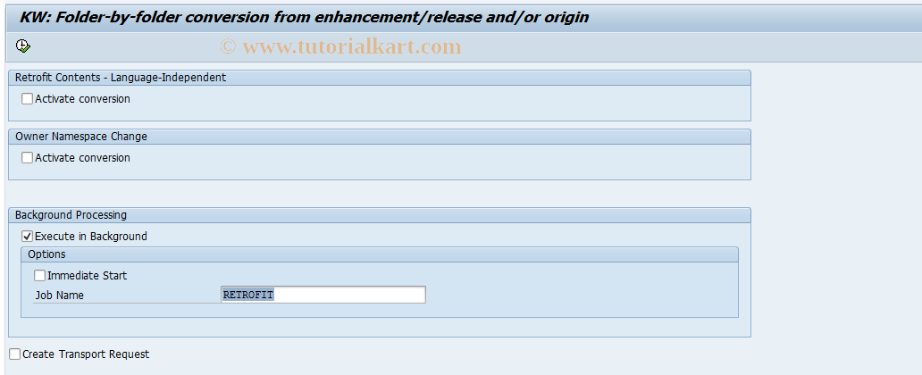 SAP TCode MIGR2 - KW: Conver. of Enh/Rel/Origin (sel.)