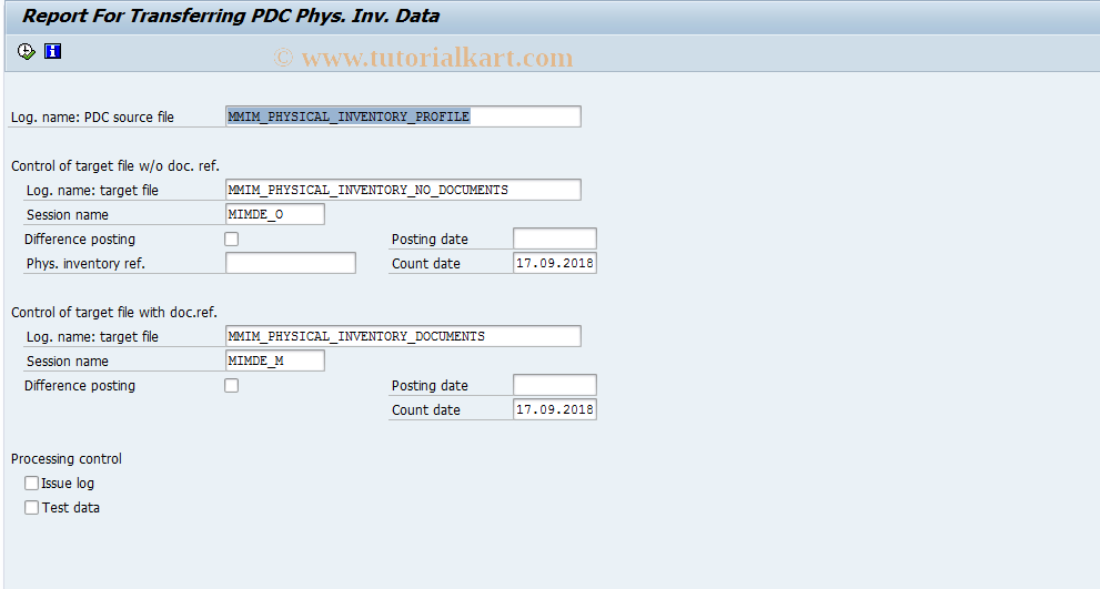 SAP TCode MIMD - Tansfer PDC Physical Inventory Data