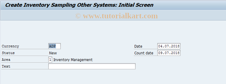 SAP TCode MIS5 - Create Inventory Sampling - Other