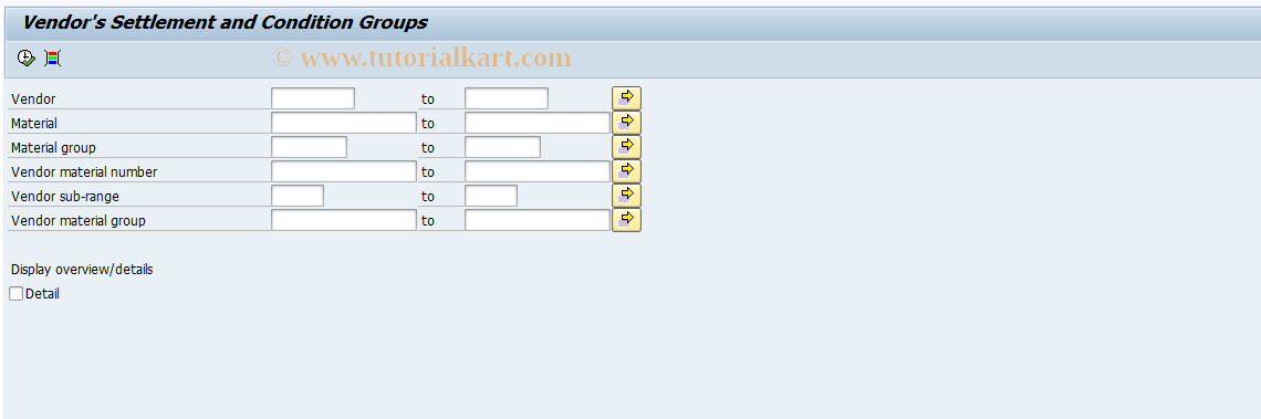 SAP TCode MKVG - Settlement and Condition Groups