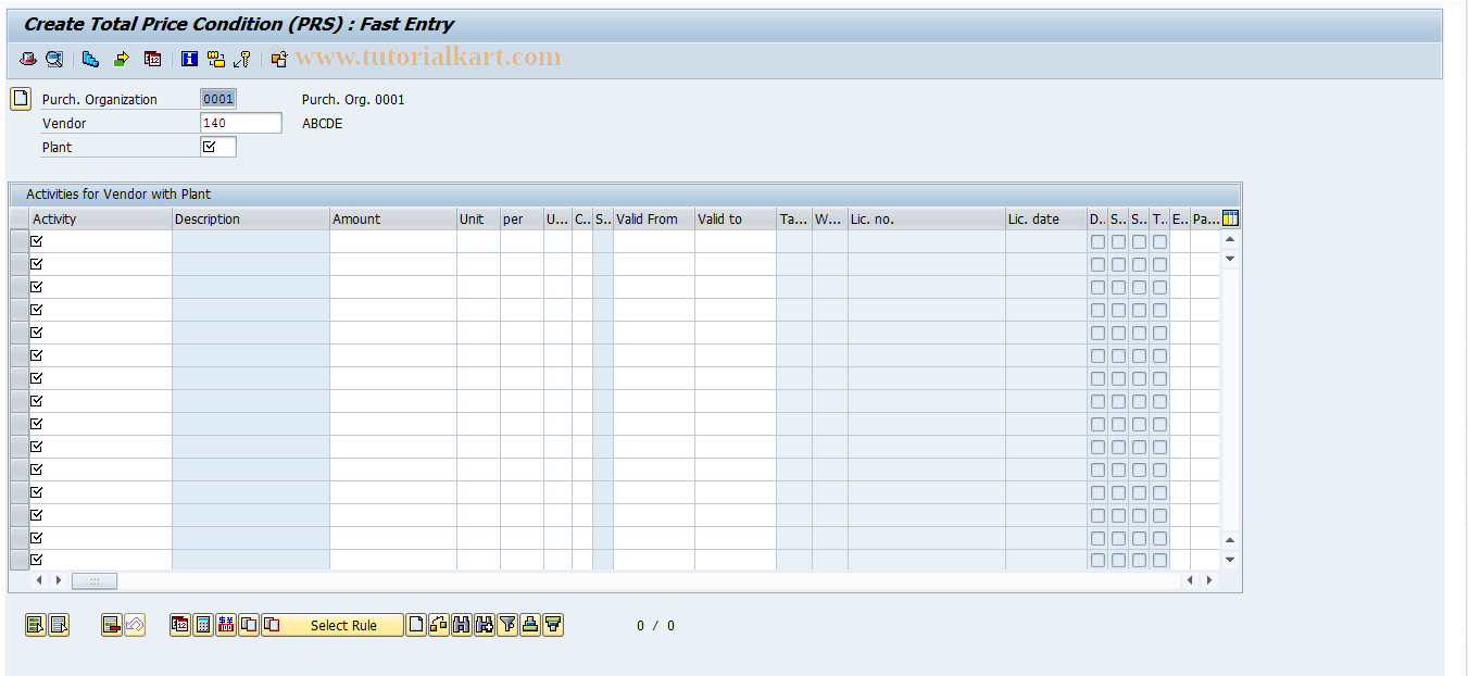 SAP TCode ML33 - Create Vendor Conditions