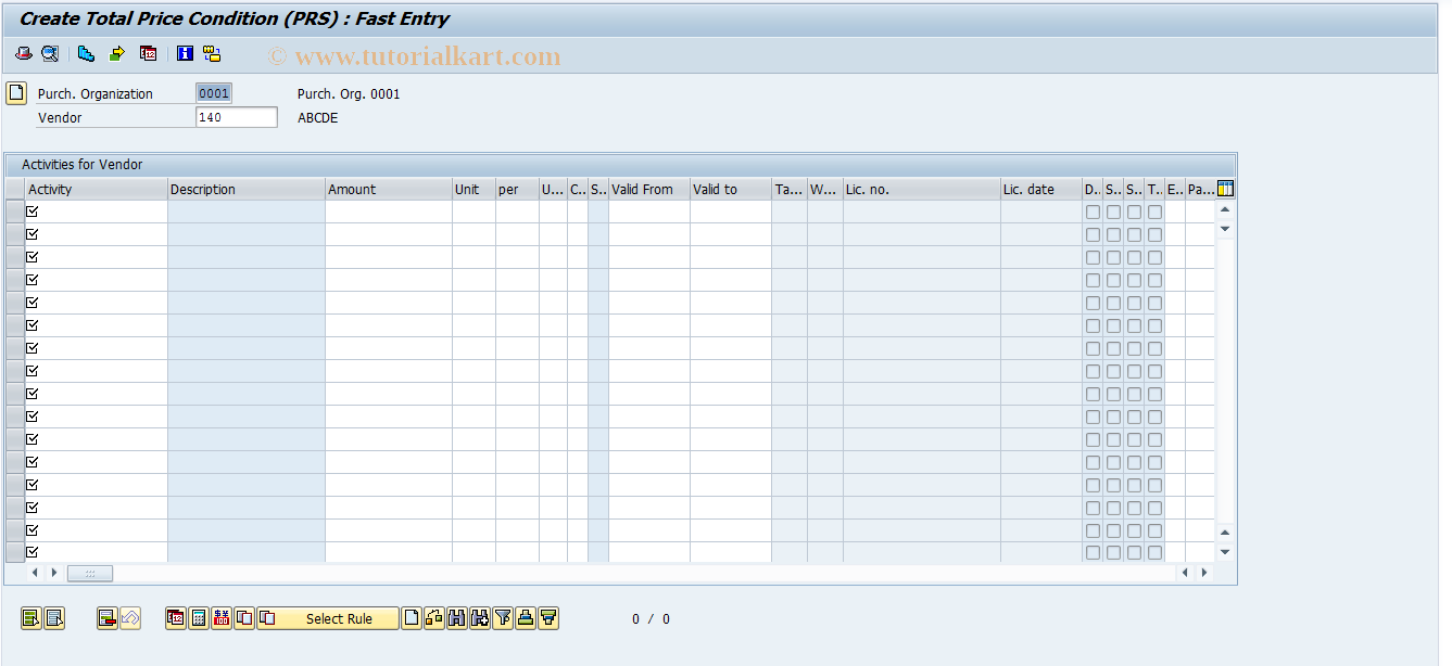 SAP TCode ML39 - Create Vendor Conditions