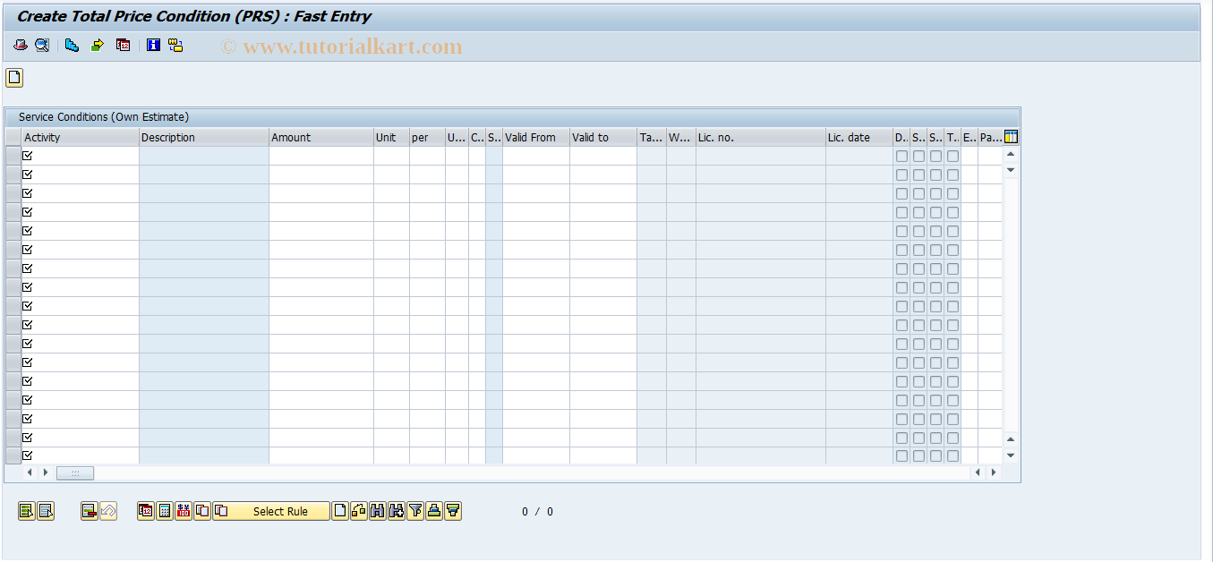 SAP TCode ML45 - Display Service Conditions