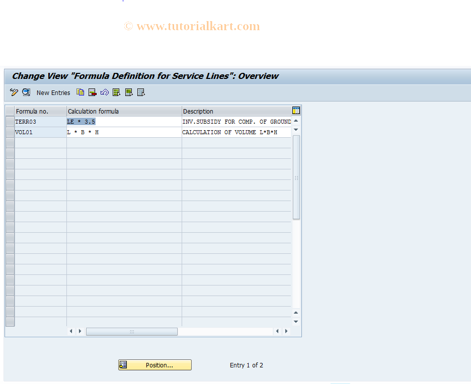 SAP TCode ML89 - Definition of Formulas