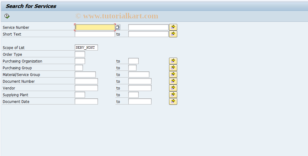 SAP TCode ML95 - List Display: Contracts for Service