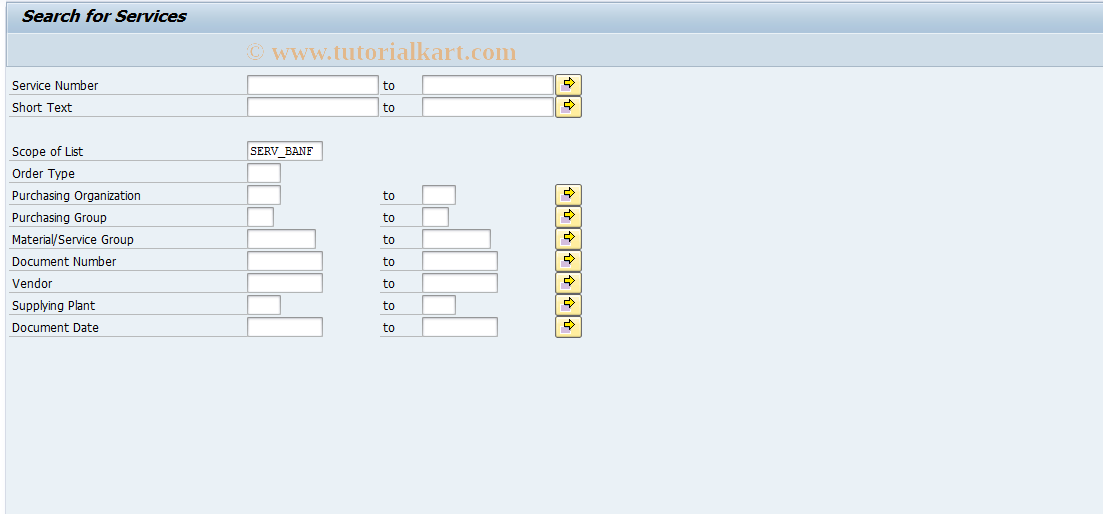 SAP TCode ML96 - Purchase Requisitions for Service