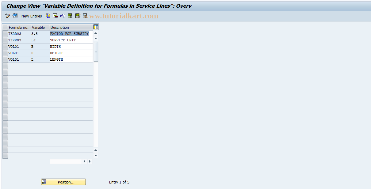 SAP TCode ML99 - Formula Variable IDs