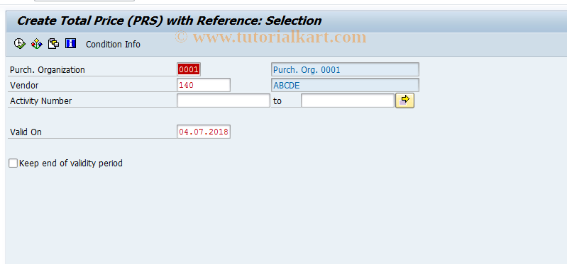 SAP TCode MLV3 - Create Total Price (PRS)