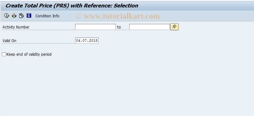 SAP TCode MLV4 - Create Total Price (PRS)