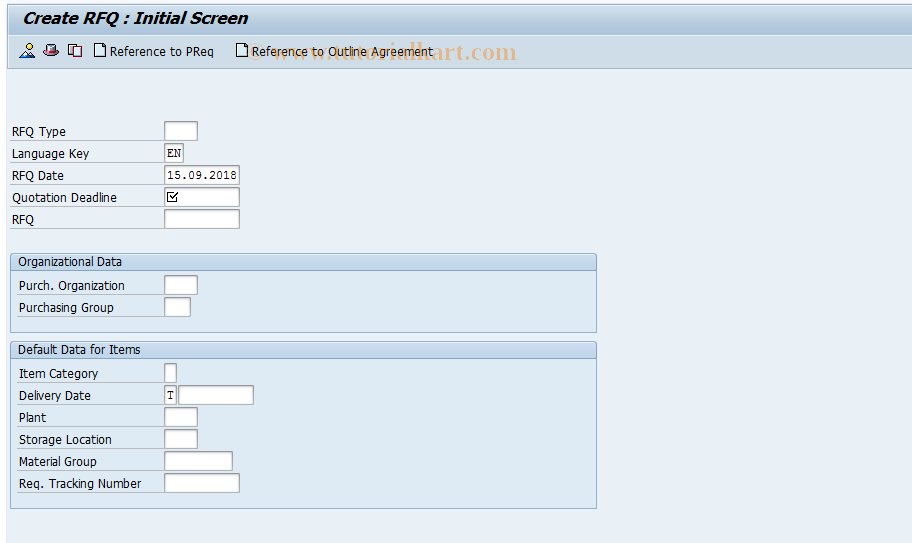 SAP TCode MMPUR_ME41 - RFQ Transaction