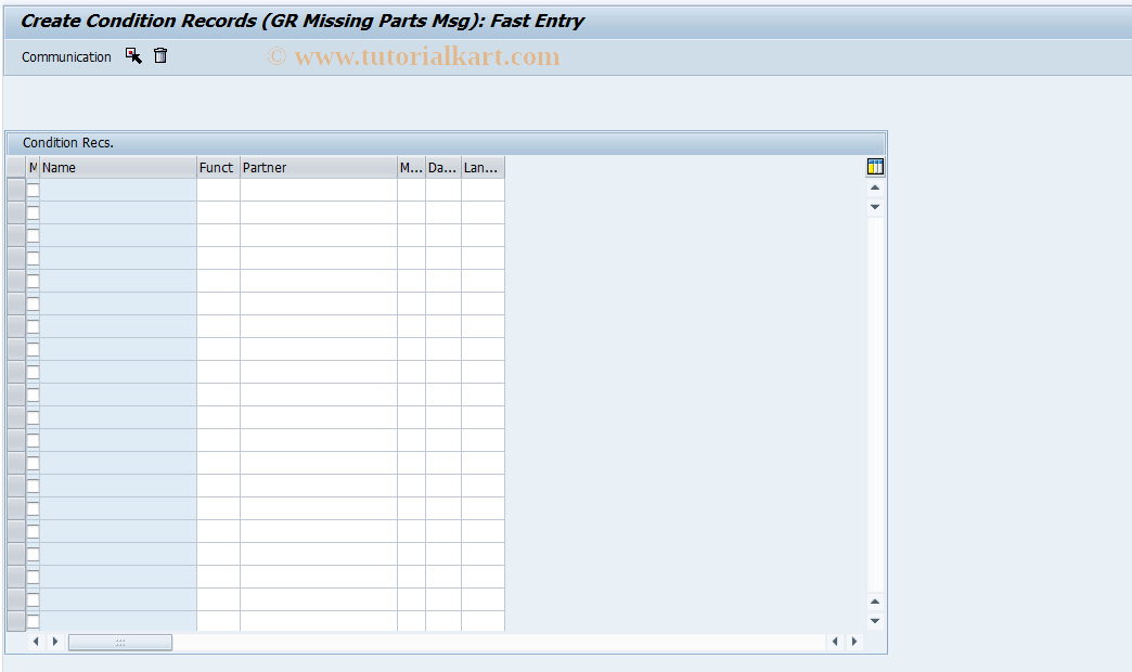 SAP TCode MN21 - Create Condition: Inventory Mgmt