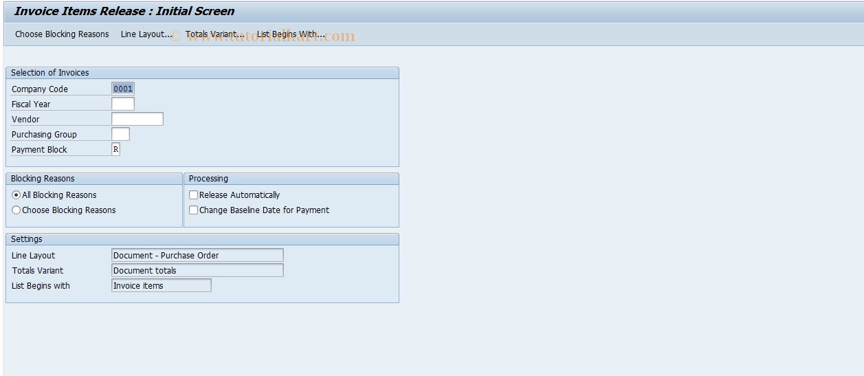 SAP TCode MR02 - Process Blocked Invoices