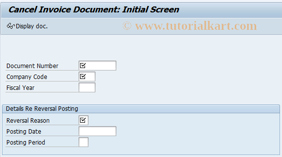 SAP TCode MR08 - Cancel Invoice Document