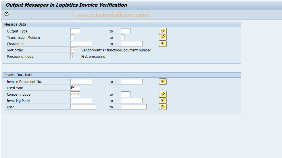 SAP TCode MR90 - Messages for Invoice Documents