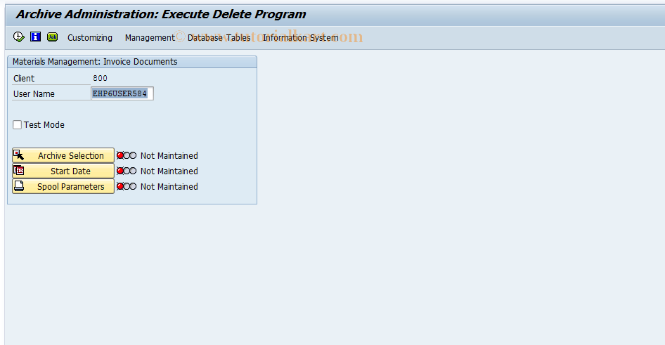 SAP TCode MRA2 - Delete Archived Invoice Documents