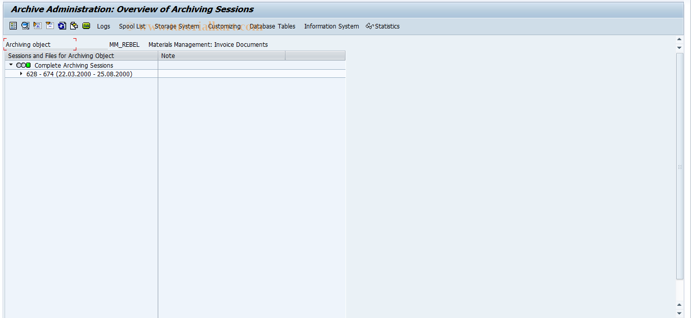 SAP TCode MRA4 - Manage Invoice Document Archive